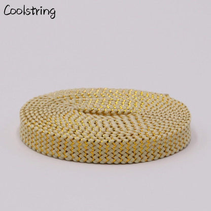 Cool 0.7cm Two Colors Mixed Shiny Gold And Silver Thread Sport Sneakers Flat Shoelaces Bootlaces