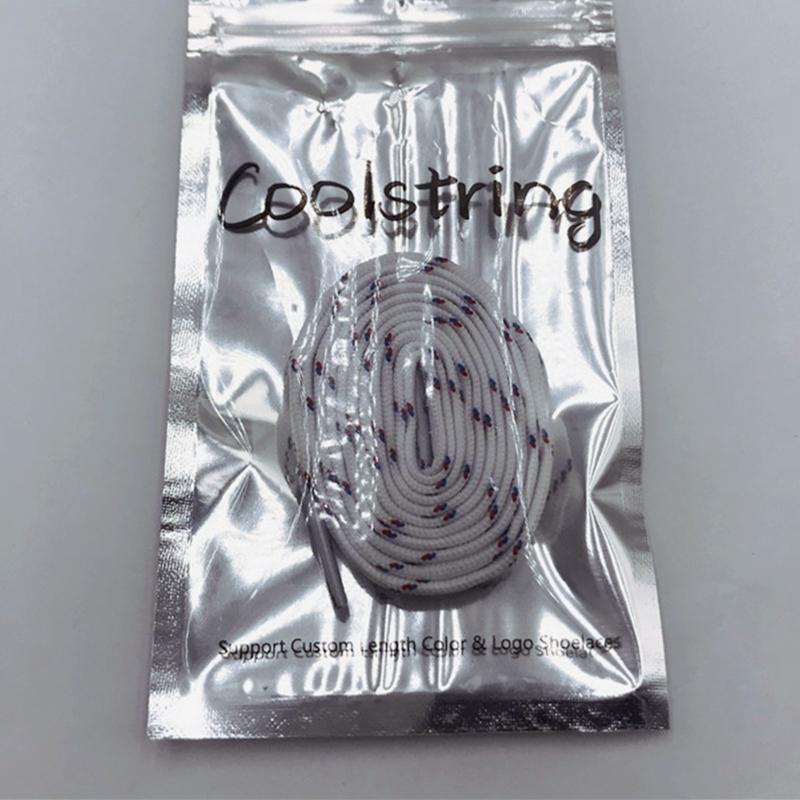 Best Shoe Accessories 7MM White Shoelaces With Red and Blue Spots Flat Easy Laces Fashion Youth