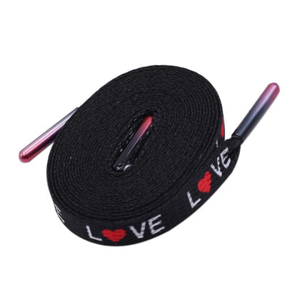 7mm Thermal Transfer Bootlace Flat Single Layer Network Laces With Printing Sublimated Love