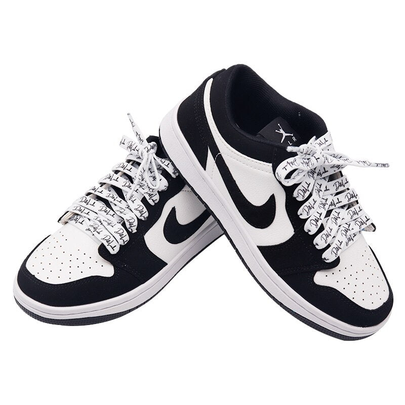 Handwriting 10mm Black Shoelaces 60-180cm Vintage Printing Shoelaces Super Bootlaces Shimmering  Shoe Laces for Queens Kids