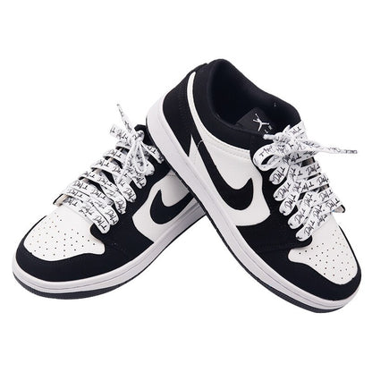 Handwriting 10mm Black Shoelaces 60-180cm Vintage Printing Shoelaces Super Bootlaces Shimmering  Shoe Laces for Queens Kids