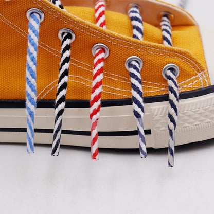 5mm Round Athletic Shoelaces Shoe Laces Sport Bootlace Shoestring Two-color Eight Strand Hollow Rope Spiral Pattern Interval Hat Pants Waist