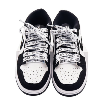 Handwriting 10mm Black Shoelaces 60-180cm Vintage Printing Shoelaces Super Bootlaces Shimmering  Shoe Laces for Queens Kids