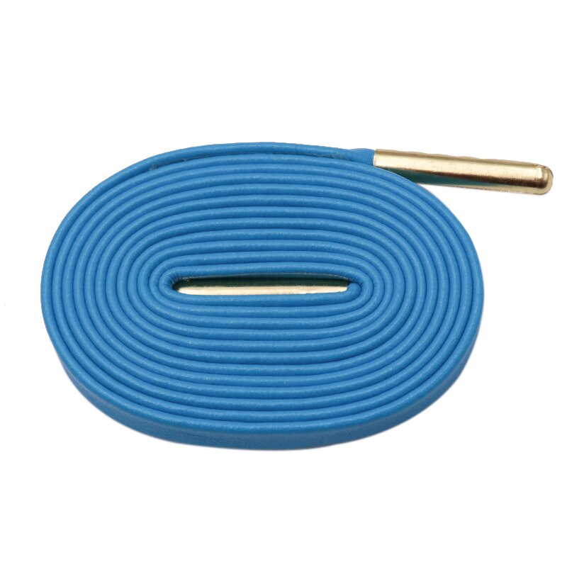7MM Flat PU Leather Shoelaces 60-180cm Ultra Durable Pu Material Cords 4 designs With Metal Aglets for Leather Suit Shoes
