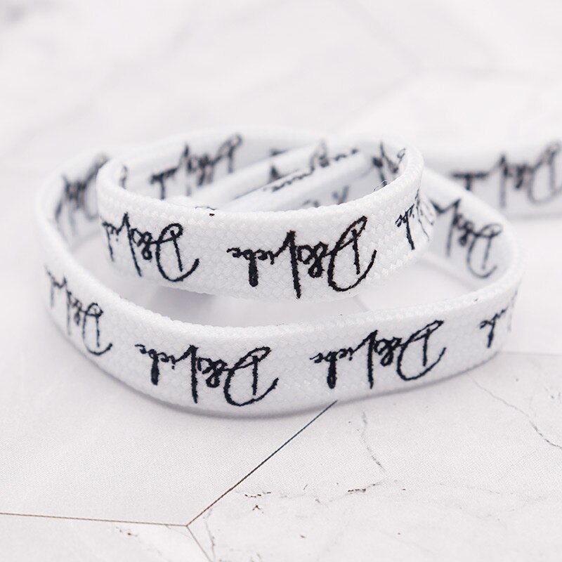 Handwriting 10mm Black Shoelaces 60-180cm Vintage Printing Shoelaces Super Bootlaces Shimmering  Shoe Laces for Queens Kids