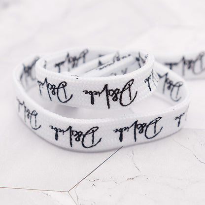 Handwriting 10mm Black Shoelaces 60-180cm Vintage Printing Shoelaces Super Bootlaces Shimmering  Shoe Laces for Queens Kids