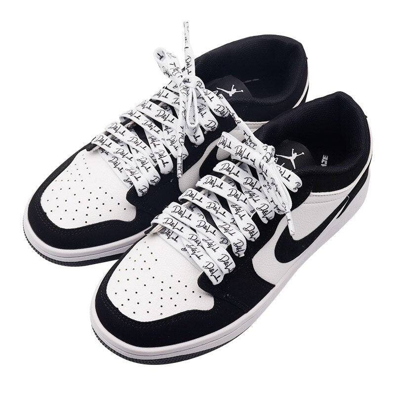 Handwriting 10mm Black Shoelaces 60-180cm Vintage Printing Shoelaces Super Bootlaces Shimmering  Shoe Laces for Queens Kids