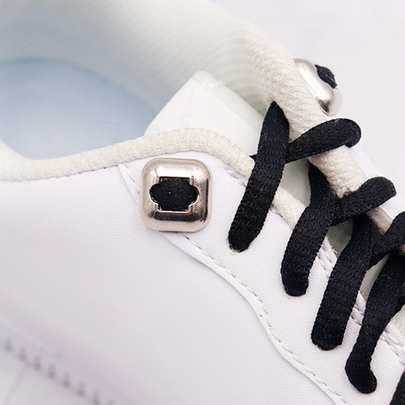 DIY Sneaker Kits 4pcs Metal Shoelaces Tips Head 3 Colors No Tie Shoelaces Metal Lace Lock Silver Gold Black Metal Lace Buckle