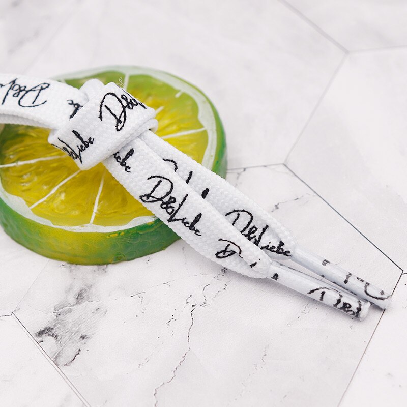 Handwriting 10mm Black Shoelaces 60-180cm Vintage Printing Shoelaces Super Bootlaces Shimmering  Shoe Laces for Queens Kids