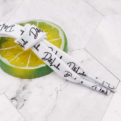 Handwriting 10mm Black Shoelaces 60-180cm Vintage Printing Shoelaces Super Bootlaces Shimmering  Shoe Laces for Queens Kids