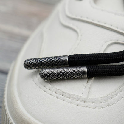 Black Beaded  4PCS/lot DIY Metal Aglet 5.6*22.3mm Replacement Shoelaces Metal Tips Mirror Gunmetal Head for Sneakers AF1