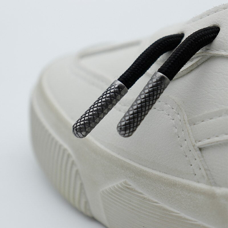 Black Beaded  4PCS/lot DIY Metal Aglet 5.6*22.3mm Replacement Shoelaces Metal Tips Mirror Gunmetal Head for Sneakers AF1