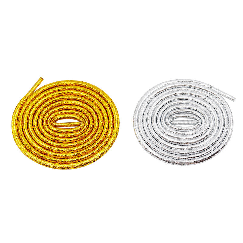 Weiou Support Custom Design Rope Round Metallic Yarn Polyester Hiking Shoe Laces For Sport Casual Running Shoes