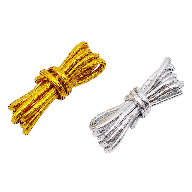 Weiou Support Custom Design Rope Round Metallic Yarn Polyester Hiking Shoe Laces For Sport Casual Running Shoes