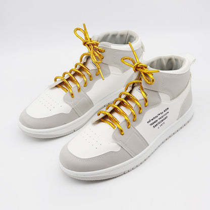 Weiou Support Custom Design Rope Round Metallic Yarn Polyester Hiking Shoe Laces For Sport Casual Running Shoes